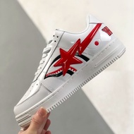 BAPE STA Ortholite White Red Casual Skate Shoes Ruing Shoes 4YUH
