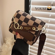 Checkerboard Leather Flap Crossbody Bags 2022 New Women's Designer Branded Trending Ladies Small