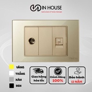 Tenko wall-mounted cable TV socket with lan network, rectangular face, tempered glass type TK-C18-07
