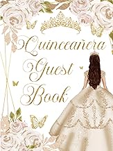 Quinceanera Guest Book Hardcover White Ivory Floral Tan Princess Champagne Dress: Mis Quince Años (S