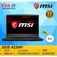 MSI GF65 Thin 10UE-422MY 15.6" Gaming Laptop (I7-10750H, 8GB, 512GB, RTX3060 MAX Q 4GB, W10H, 2YW) F