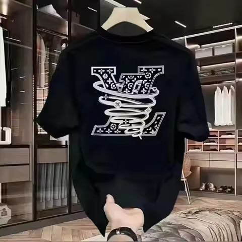 2026 Summer Streetwear New LV T-shirt Fashion Unisex Oversized Round Neck Graphic T-shirt Men's and 