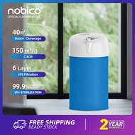 Nobico Air purifier(CADR 150m³/h) For Room/With UV/Max Effective Area 40 sqm, 6 Stage H13 HEPA Filter,Air Cleaner For Virus,Anti Allergies with UV-C Germicidal Light Sterilizer,72 Million Negative Ionizer