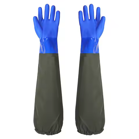 1 Pair PVC Reusable Heavy Duty Long Rubber Gloves Long Waterproof Drain Cleaning Gloves Chemical Res