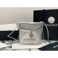 Bag mini22bag Mini Silver Cowhide Shopping Bag Chain Bag