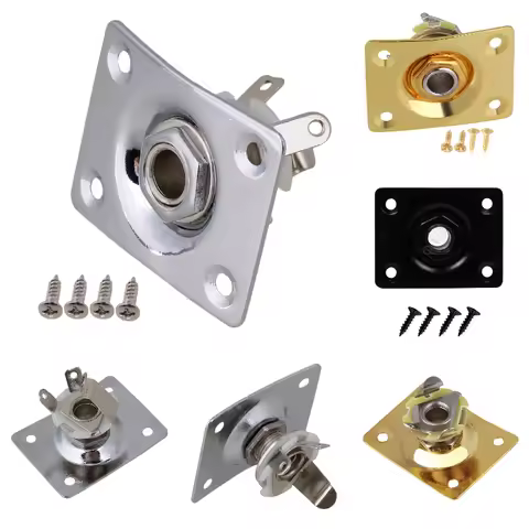 Gold/Silver/Black Square Style Jack Plate Guitar Bass Jack Output Jack Connection Holes For Electric
