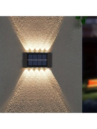 2入組太陽能戶外壁燈,防水,10led,溫暖光線,現代壁燈,帶外部日照感測器,用於裝飾