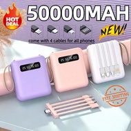 Powerbank 50000mah with 4 Cable Small Powerbank mini Type C / Micro / IP Portable Power Bank