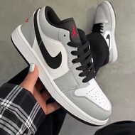 Pure Original AJ1 Low-Top Gray Basketball Shoes Qiaoyi Men Women Couples Trendy All-Match Casual Spo