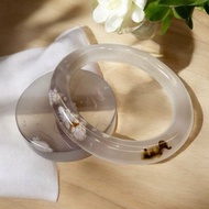 櫻花瑪瑙手鐲 瑪瑙手鐲稀有烟紫冰底小白花圓條套鐲55-57可戴