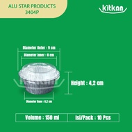Aluminium Foil Tray/Wadah/Cup/Loyang Kue Bulat 3404P+Tutup