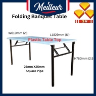 3V 2' x 6' Meja Lipat / Foldable Table / Folding Banquet Table / Catering Table / Office Table with Plastic Table Top