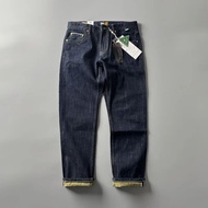 เฮฟวี่เวทดิบ Selvedge DENIM กางเกงยีนส์ผู้ชายตรง Fit Slimming สีเดิมอเมริกัน Retro ยาวกางเกงชายแฟชั่