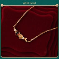 ASIX GOLD สร้อยคอกุหลาบโกเมนชุบทอง 24k โซ่กระดูกไหปลาร้าหวานเรียบง่ายเคลือบทอง 18K สไตล์ฝรั่งเศสสำหร