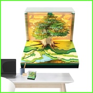 3D Calendar 2025 3D Tree House Desk Calendar 2025 Colorful Memo Pad Calendar Nightlight Paper Sculpt