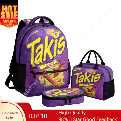 TAKIS Mexican Snacks Custom Leisure All-Over Print 3-Piece Backpack Set (Includes Backpack, Lunch Ba