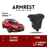 PROTON SAGA 2016 CAR ARMREST CUSTOMADE 2 LAYER USB Hand Arm Rest Console Organizer Box Storage Letak