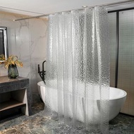 RL DEPARTMENT STORE - 淋浴房淋浴簾 透明浴簾 窗簾 隔板布 浴室免打孔加厚防水防黴隔簾 擋水沖涼PEVA環保浴【簾180闊*180高 掛鉤】