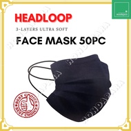 FACE MASK HIJAB/ Face Mask Headloop Hitam/ Adult Face Mask/ Kids Face Mask/ Plain Face Mask