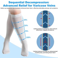 1Pair Anti Embolism Stockings, 15-21 mmHg, Ted Hose White Compression Socks - Knee High Medical Comp