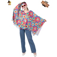 Adult Big Girl 70s Sunflower Hippie Cloak Costume Carnival Party cos Retro Hippie Women's Clothing