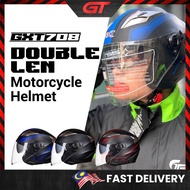GTmotor GXT708 Double Lens Motorcycle Helmet Half Helmet Topi Keledar