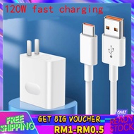 【Malaysia Spot Sale】Huawei 120W Super Fast Charger Block Power Plug Adapter Wall Charger with 1m Typ