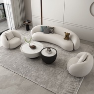 Fabric Sofa Simple Cashmere Curved Living Room Arc Sofa Nordic Art Sofa Chair