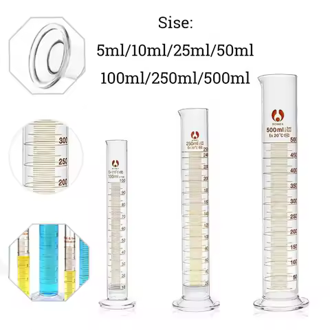 1PCS Glass Graduated Measuring Cylinder 5ml 10ml 25ml 50ml 100ml 250ml 500ml Measuring Cylinder for 
