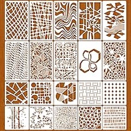 20-Piece Reusable Layering Stencils Set – Abstract Texture Pattern Templates for Mixed Media Art, Pa