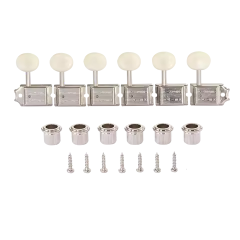 Vintage Guitar Tuning Keys Guitar Tuners Guitar Machine Heads Nickel w/ Ivory Buttons for Fender Str