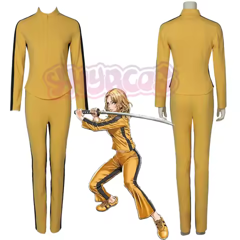 Kill Bill The Bride Beatrix Kiddo Cosplay Costume Kung Fu Jumpsuit for Women Halloween Carnival Mard