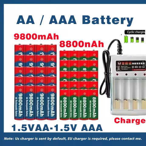 NEW 8800mAh/9800mAh Rechargeable Battery AA/AAA Alkalinity Battery 1.5V AA/AAA Battery for Clocks Mi