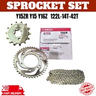 SPROCKET SET Y15ZR Y15 Y16Z SPROCKET FRONT REAR RANTAI ORING HLY YAMAHA 122L-14T-42T