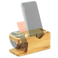 [Spigen] Apple watch stand， Spigen® Apple watch wood stand 2 in 1 bamboo charging docking stati