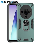 KEYSION Shockproof Armor Case for ZTE Blade A76 5G Soft Silicone+PC Metal Ring Stand Phone Back Cove