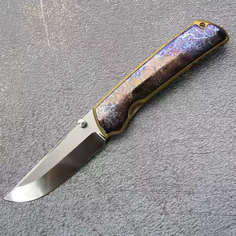 RS-TI Tactical Folding Knife VG10 Blade Titanium Handle Outdoor Camping Hunting Fishing Utility Kitc