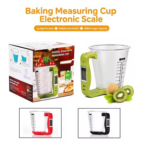 1000g/1g Measuring Cup Scale Kitchen Scales LCD Display Kitchen Mixing Bowl Temperature Measurement 