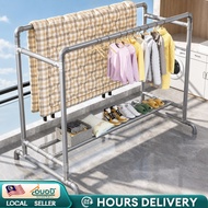Large Stainless Steel Clothes Hanger Drying Rack/Double Pole Clothes Rack /Rak baju besi/ampaian baj