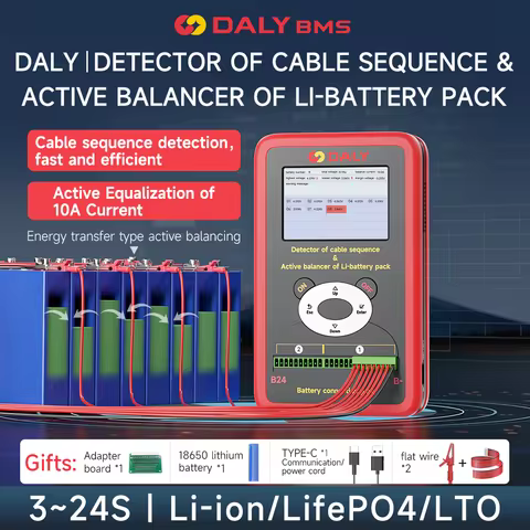 Daly Smart BMS Active Balance Battery Tester Lifepo4 Li-ion Active Balancer 1A-10A 3S-24S Balancing 