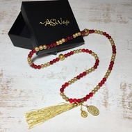 Tasbih 99 red gold pearls