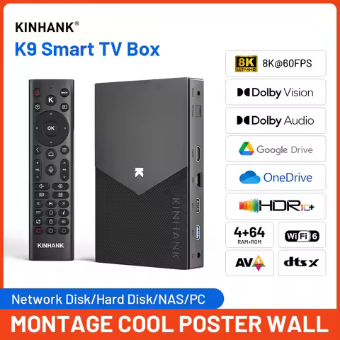 KINHANK K9 Smart TV Box 8K@60Hz Output ISO/BDMV decoding BD Player With Amlogic S928X-K Dolby Vision