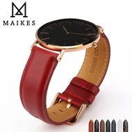 MAIKES Genuine Leather Replace Bracelet Trendy Red Women Watch Band 12/13/14/16/17/18/19/20 For Lady Band Watch Watch Strap