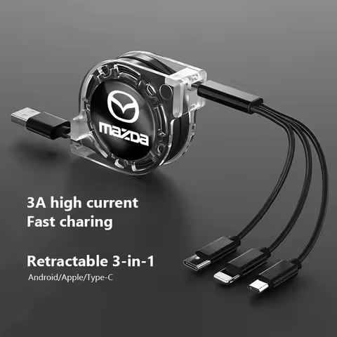 3 In 1 Fast Charger USB Data Cable Car Accessories For Mazda 2 3 Atenza CX3 CX5 MX5 CX7 Axela CX30 C