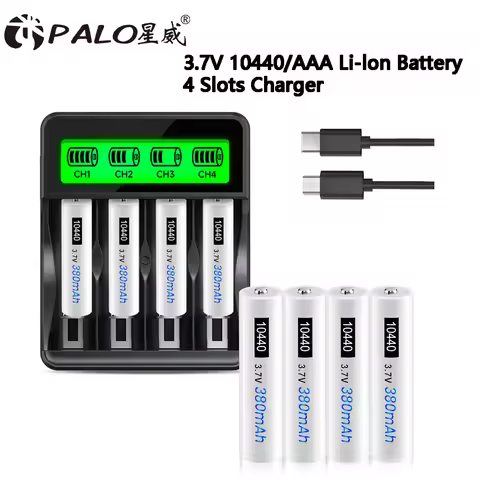 PALO 3.7V 10440 Battery 380mAh10440 Rechargeable Lithium Battery AAA Rechargeble li-ion batteries Wi