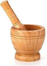 Mortar and pestle Classic Wood Grain Mortar and Pestle Set for Kitchen Home Basics Mortar and Pestle Garlic Press Ginger Crusher Herb Spice Masher for Kitchen