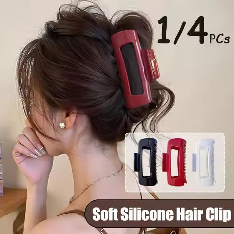 1~4PCS Soft Flexible Cozy Claw Clip Silicone Hair Clip for Women, Large Non-Slip Barrettes for Thin 