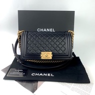 Chanel boy25牛皮黑金