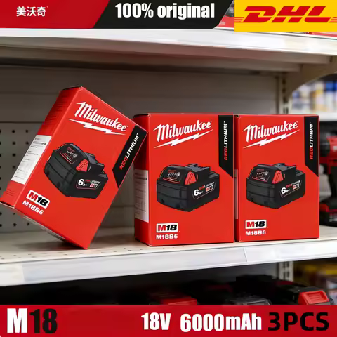 100% Original M18 Milwaukee 6000mAh 18V Battery M18B6 M18B5 Suitable for Milwaukee Power Tools Recha