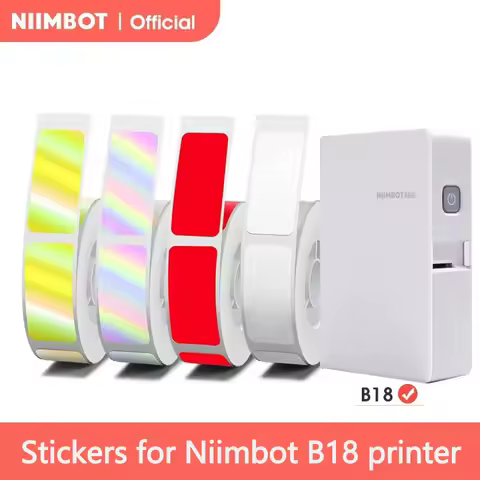 Niimbot B18 Thermal Transfer Printer PET Label Paper Rolls Keep 8-10 Years Colorful White Cable Stic